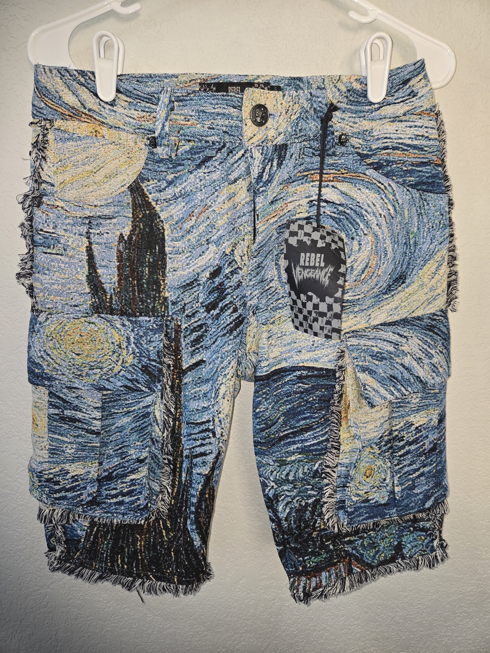 Rebel Vengeance 'Starry Night' Tapestry Shorts - Blue/Yellow
